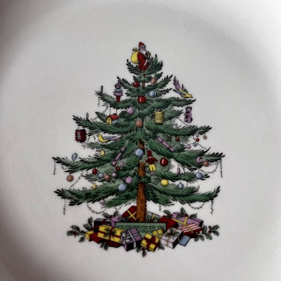 2 Spode Christmas Tree Garland Square Salad Plates 8.75” Vintage 2005 Holiday - Picture 7 of 10